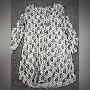 Garnet Hill 100% Organic Pima Cotton Soft Pinetree Christmas Sleep Dress NWOT XL